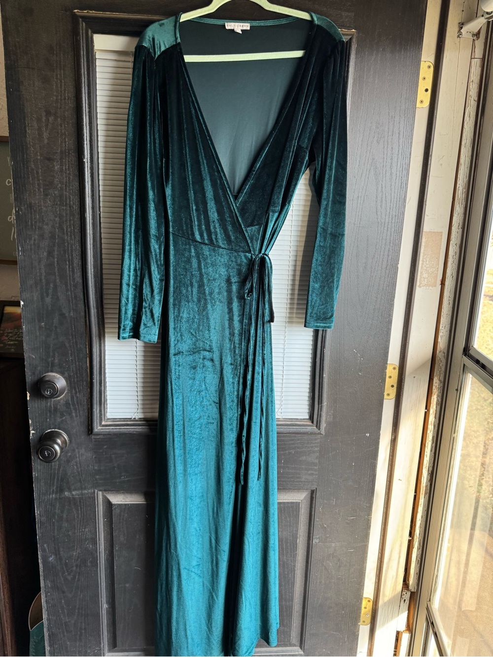 Baltic Born Teal Velvet Wrap Maxi Dress